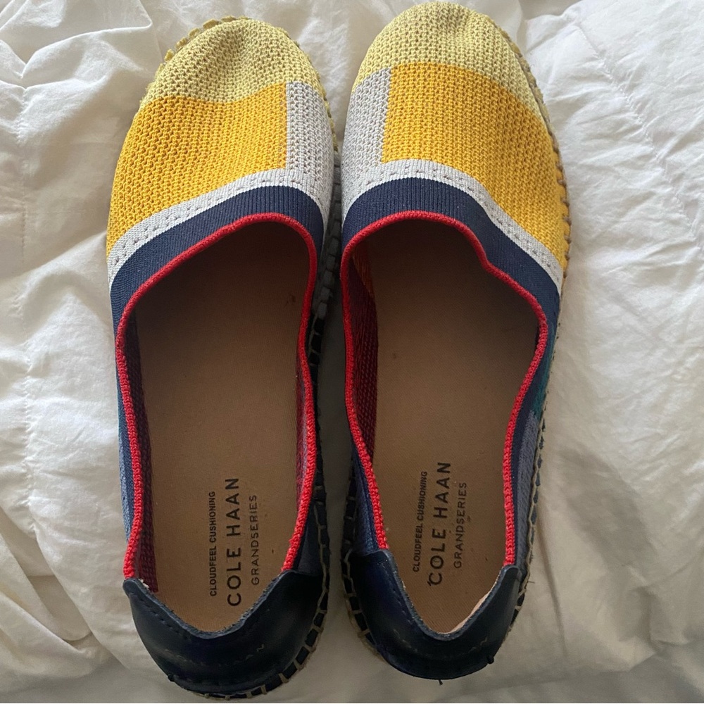 Cole Haan Yellow and Blue Flats with Woven Texture